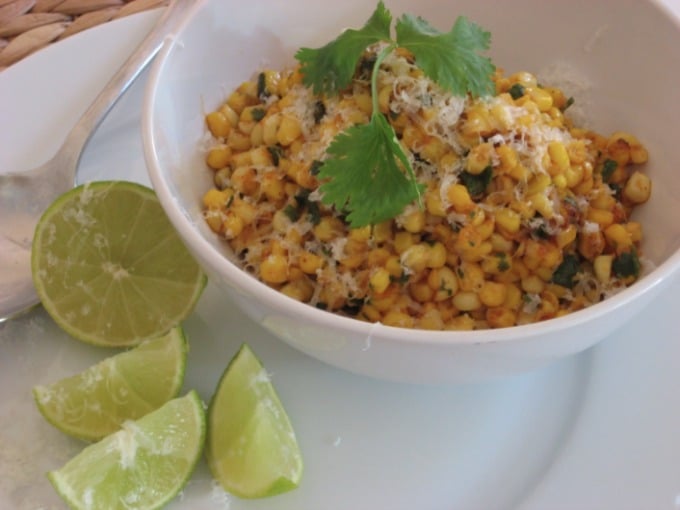 Mexican Corn with Cilantro Lime ... Mexican flavors with sweet summer corn = a delicious, tangy, savory, warm {or cold} salad. | Recipes to Nourish