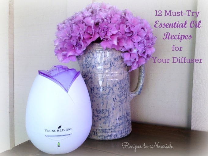 12 Must-Try Essential Oil Recipes for Your Diffuser ... essential oils diffuser and hydrangea flowers.