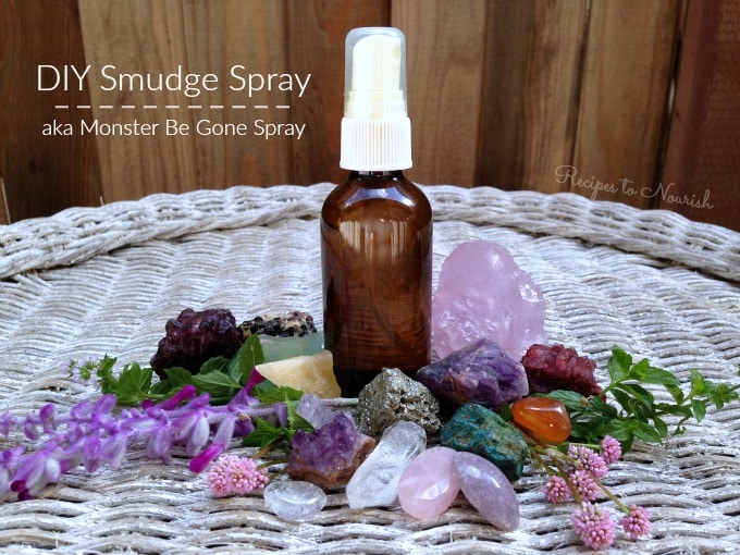 DIY Smudge Spray aka Monster Be Gone Spray with crystals. 