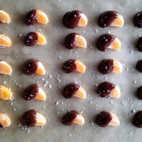 Chocolate dipped mandarin oranges.