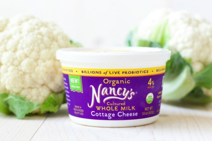 Nancy's whole milk organic cottage cheese and fresh cauliflower 