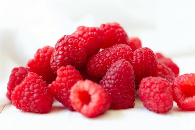 Fresh raspberries.