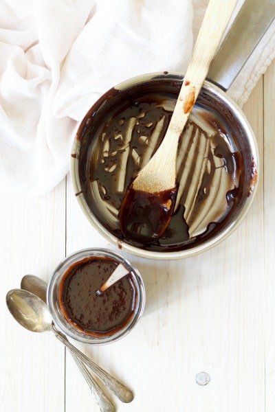 This Real Food Chocolate Fudge Sauce is so easy to make plus it's unbelievably delicious. Silky and rich, this heavenly chocolate fudge sauce is so much healthier than the store-bought stuff, and only takes 2 minutes to make! | Recipes to Nourish