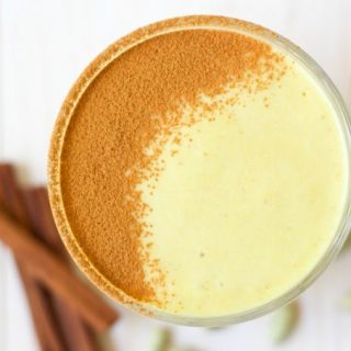 (Ad) Heavenly, indulgent goodness, this High Protein Golden Milk Smoothie makes the perfect snack or breakfast on the go. This 9 ingredient smoothie is full of flavor and perfectly spiced with turmeric, ginger and cinnamon. It's easy to make, packed with protein, naturally sweetened with honey and dates plus has a no sugar option. | Recipes to Nourish