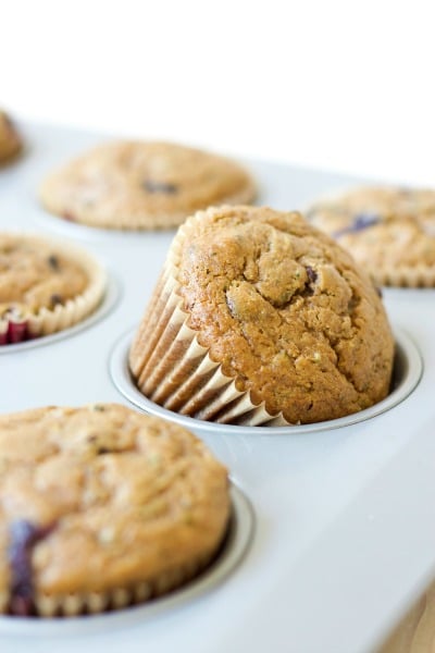 Muffins in a muffin baking pan. 