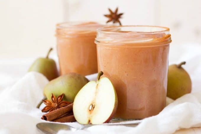 3 Minute Sugar Free Instant Pot Pear Applesauce is pure perfection! Skip the store-bought applesauce and enjoy this delicious, easy to make seasonal bliss instead. It's Paleo friendly, dairy free and can be flavored with chai spices or traditional sweet cinnamon. | Recipes to Nourish