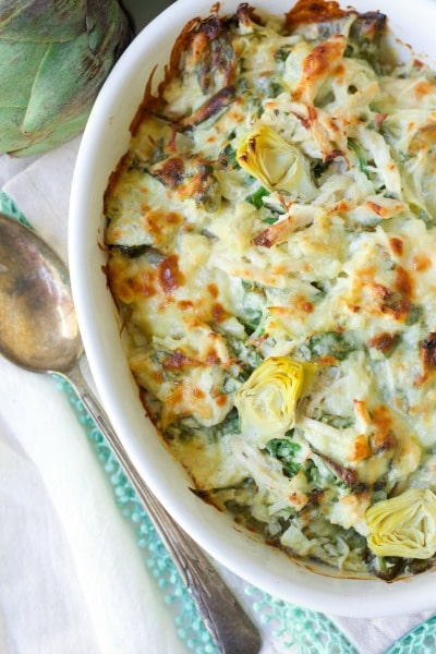 Healthy Spinach Artichoke Chicken Casserole