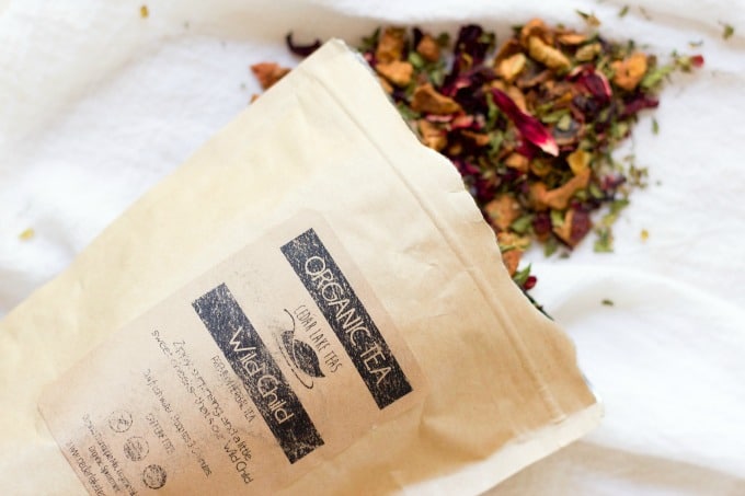 Packet of herbal tea bulk herbs.