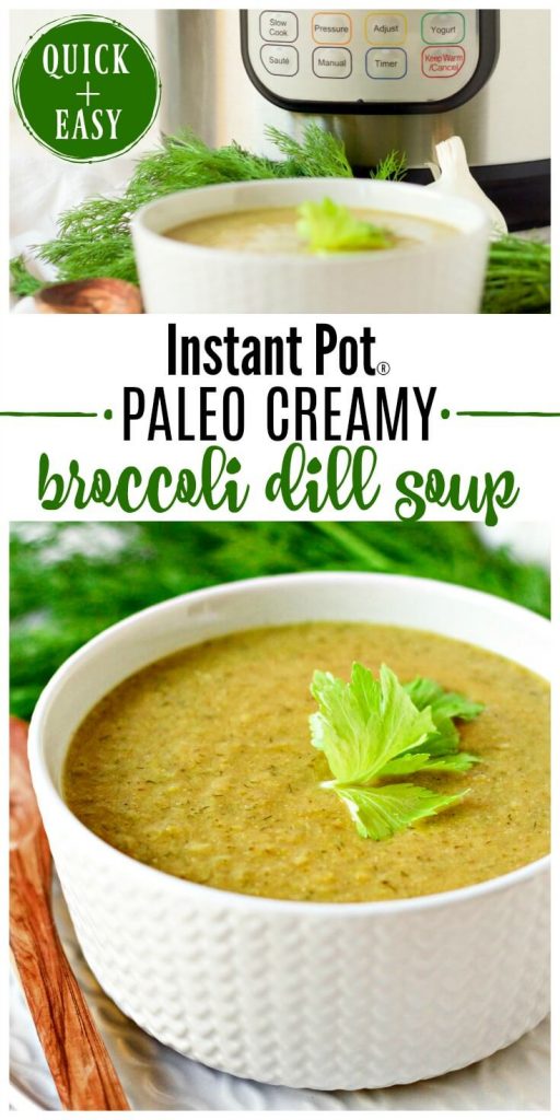 Broccoli soup in a bowl with the Instant Pot