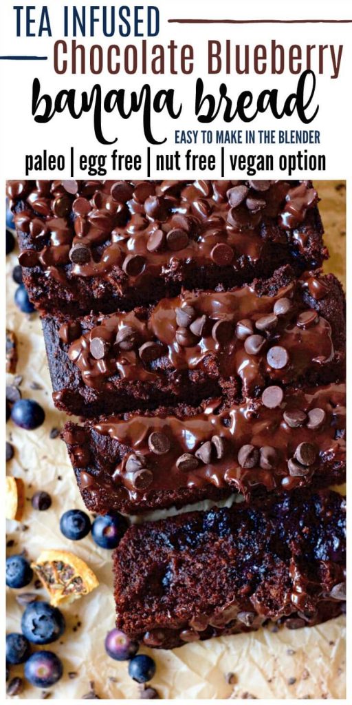 Chocolate banana bread with blueberries. 
