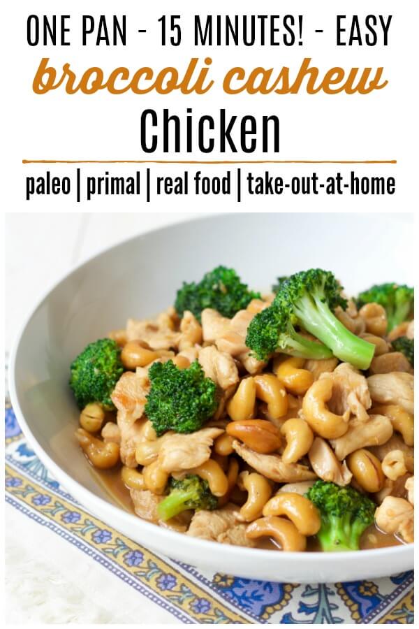 Broccoli cashew chicken in a bowl.