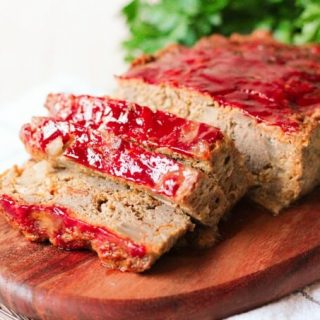 Meatloaf with 3 slices.