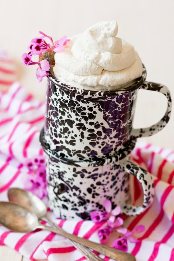 Mug full of homemade whipped cream.