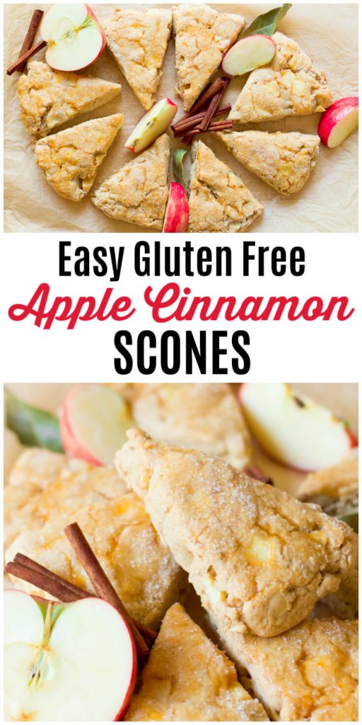 Apple cinnamon scones with fresh apples and cinnamon sticks.