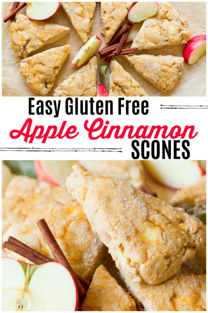 Apple scones with fresh apples and cinnamon sticks.