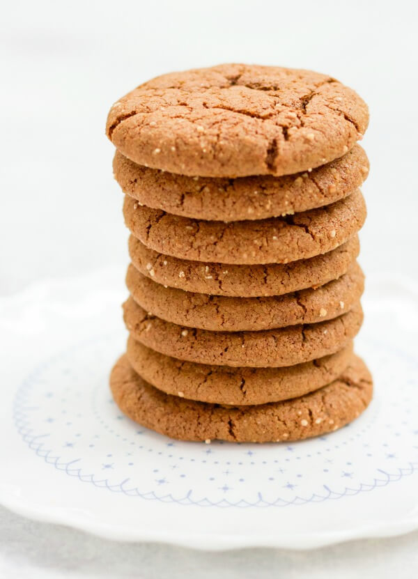 Stack of ginger molasses cookies.