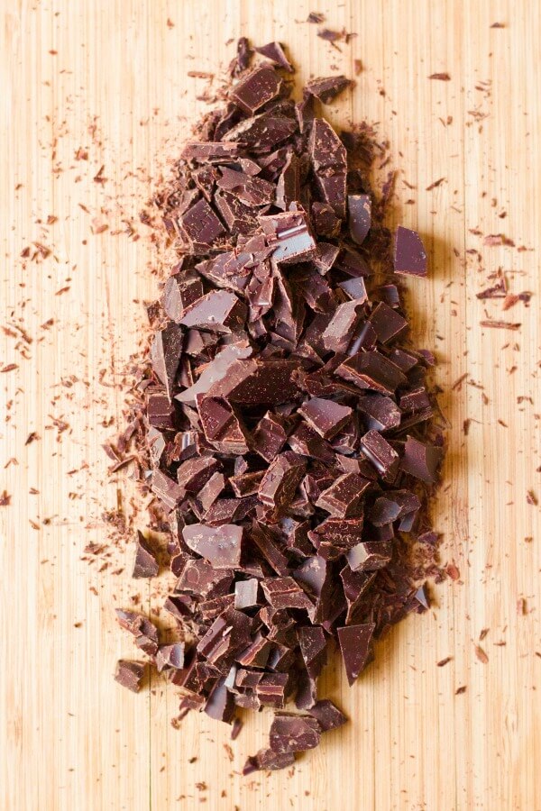 Chunks of chopped up chocolate.
