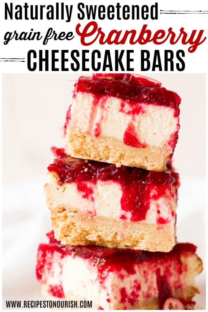 Slices of cranberry cheesecake bars.