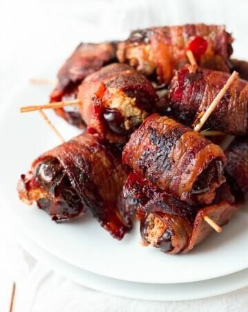 Bacon wrapped stuffed dates.