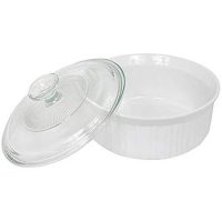 CorningWare French White 1-½-Quart Covered Round Dish with Glass Top
