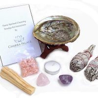 Smudge Kit, Abalone, Wood Stand, Sage, Palo Santo, Amethyst - 10 Items