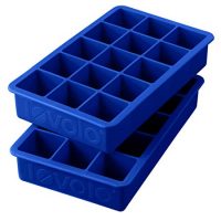 Tovolo Perfect Cube Ice Mold Trays, Sturdy Silicone, Fade Resistant, 1.25" Cubes, Set of 2, Stratus Blue