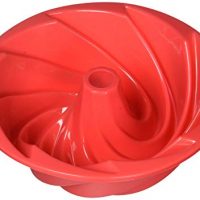 HOSL Red Large Spiral shape Bundt Cake Pan Bread Chocolate Bakeware Silicone Mold
