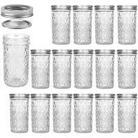 Mason Jars 12 OZ, VERONES Canning Jars Jelly Jars With Regular Lids, Ideal for Jam, Honey, Wedding Favors, Shower Favors, Baby Foods, 15 PACK