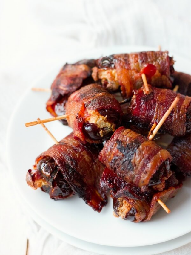 Bacon Wrapped Cheese Stuffed Dates
