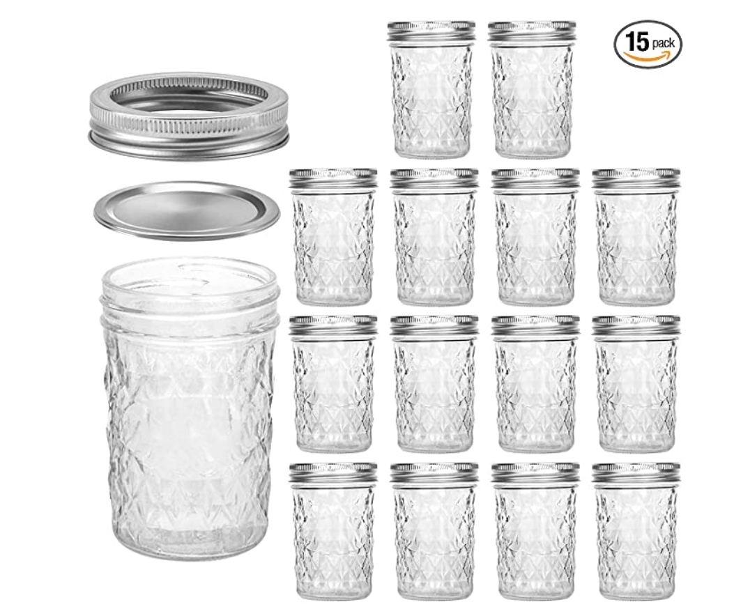 Mason Jars 8 OZ, VERONES 8 OZ Canning Jars Jelly Jars With Regular Lids
